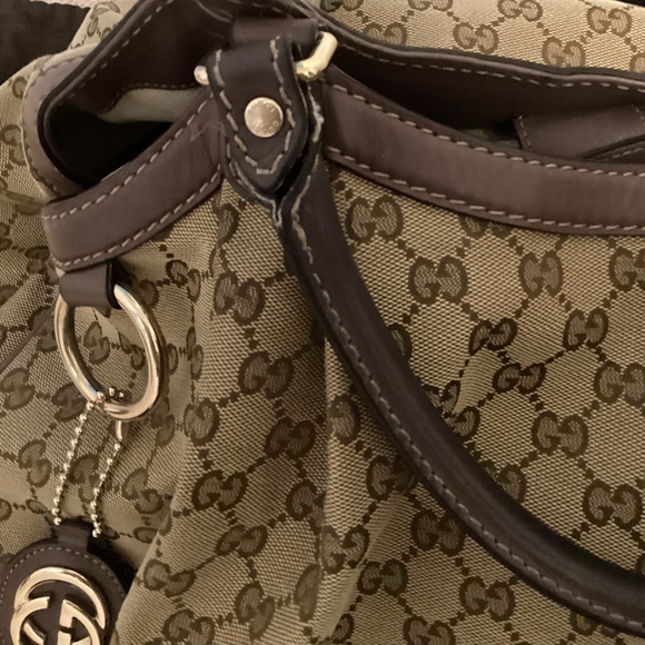 Vintage Authentic Larger GUCCI SUKEY Bag with lavender / purple trim RARE - Picture 11 of 16